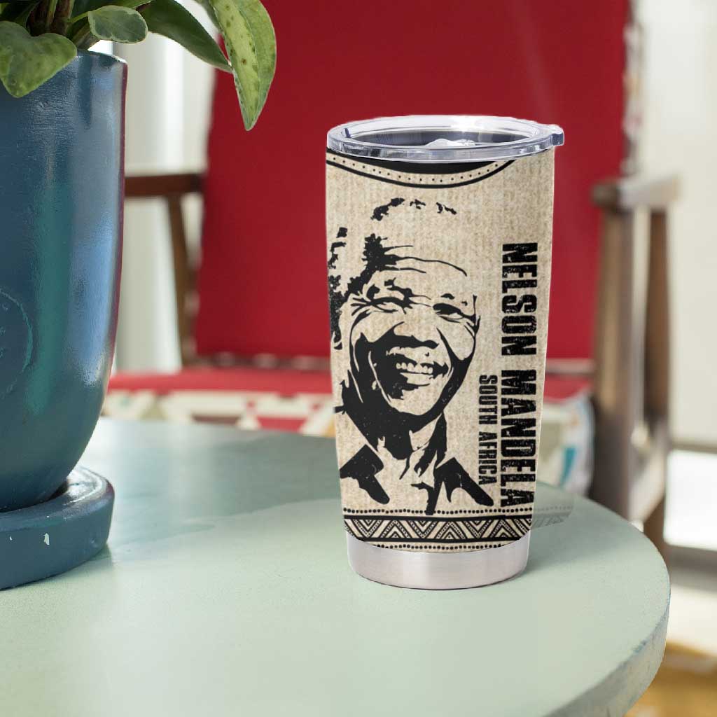 South Africa Nelson Mandela - Father Of Nation Tumbler Cup Vintage African Pattern