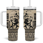 South Africa Nelson Mandela - Father Of Nation Tumbler With Handle Vintage African Pattern