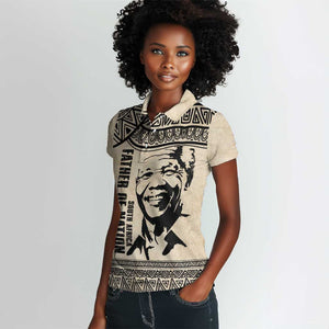 South Africa Nelson Mandela - Father Of Nation Women Polo Shirt Vintage African Pattern