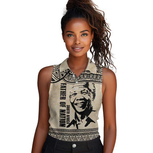 South Africa Nelson Mandela - Father Of Nation Women Sleeveless Polo Shirt Vintage African Pattern
