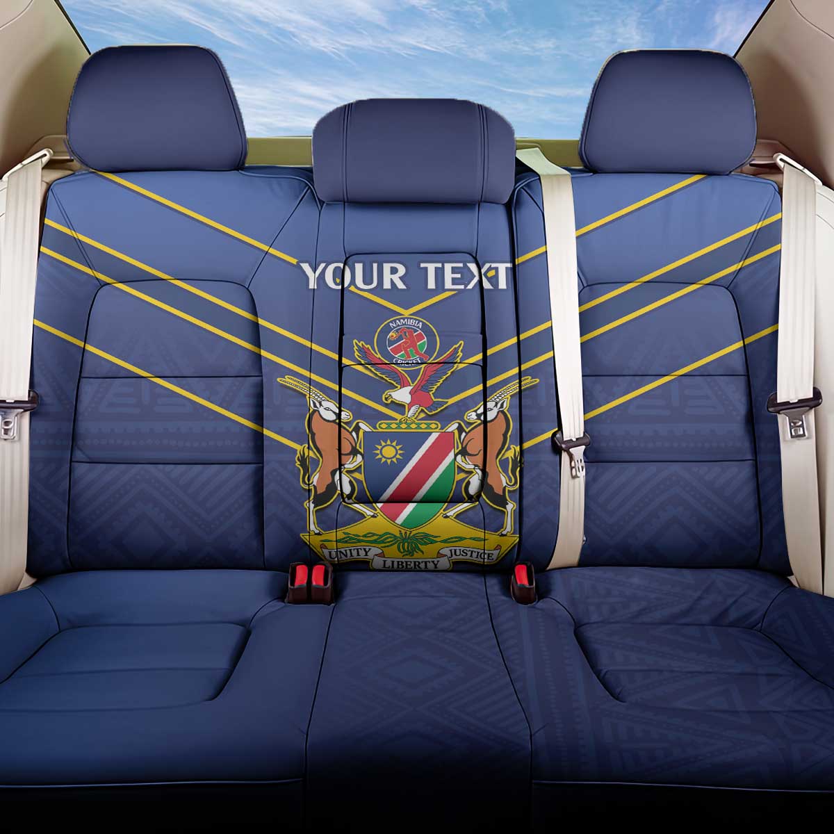 Custom Namibia Cricket Back Car Seat Cover 2024 Go Eagles African Pattern