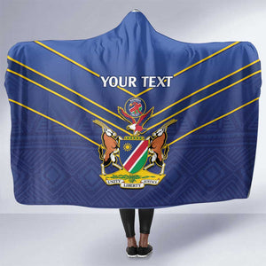 Custom Namibia Cricket Hooded Blanket 2024 Go Eagles African Pattern