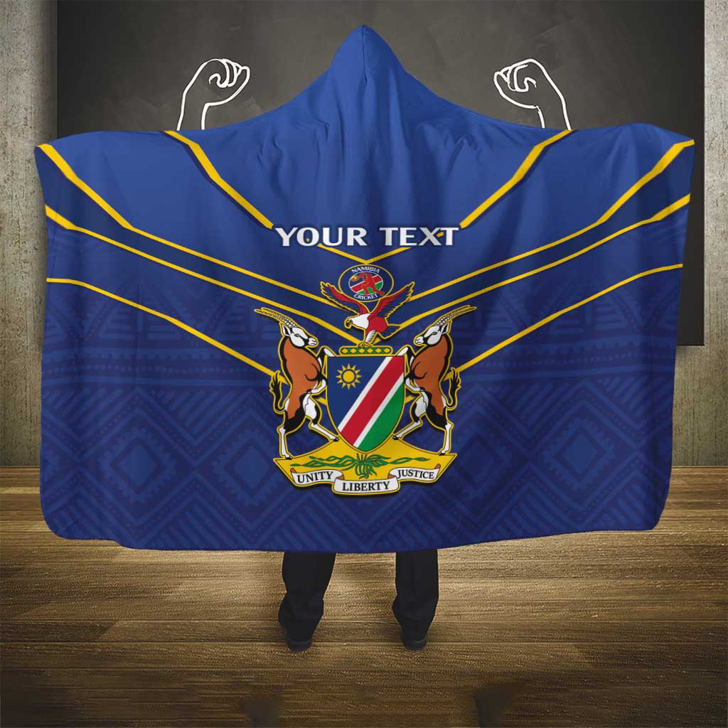 Custom Namibia Cricket Hooded Blanket 2024 Go Eagles African Pattern