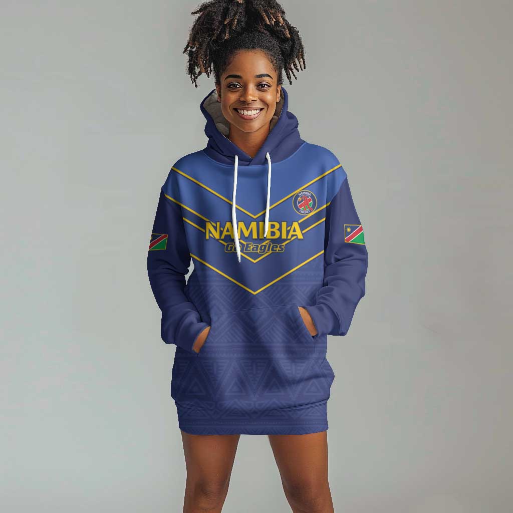 Custom Namibia Cricket Hoodie Dress 2024 Go Eagles African Pattern