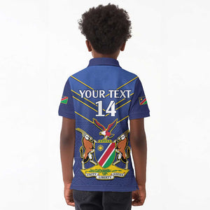 Custom Namibia Cricket Kid Polo Shirt 2024 Go Eagles African Pattern