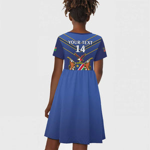 Custom Namibia Cricket Kid Short Sleeve Dress 2024 Go Eagles African Pattern