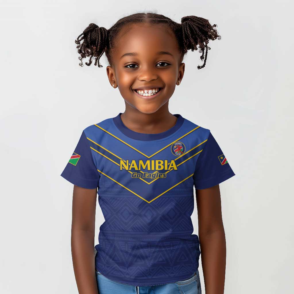 Custom Namibia Cricket Kid T shirt 2024 Go Eagles African Pattern