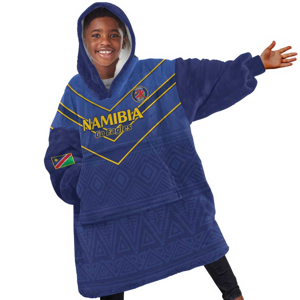 Custom Namibia Cricket KId Wearable Blanket Hoodie 2024 Go Eagles African Pattern