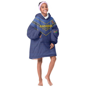 Custom Namibia Cricket KId Wearable Blanket Hoodie 2024 Go Eagles African Pattern