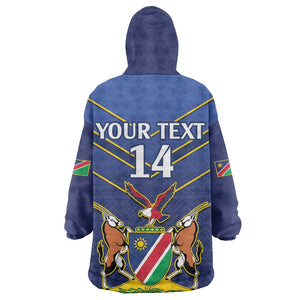 Custom Namibia Cricket KId Wearable Blanket Hoodie 2024 Go Eagles African Pattern