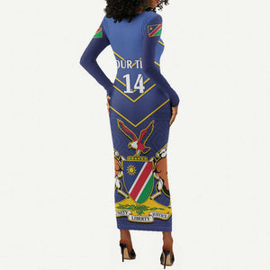 Custom Namibia Cricket Long Sleeve Bodycon Dress 2024 Go Eagles African Pattern