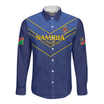Custom Namibia Cricket Long Sleeve Button Shirt 2024 Go Eagles African Pattern