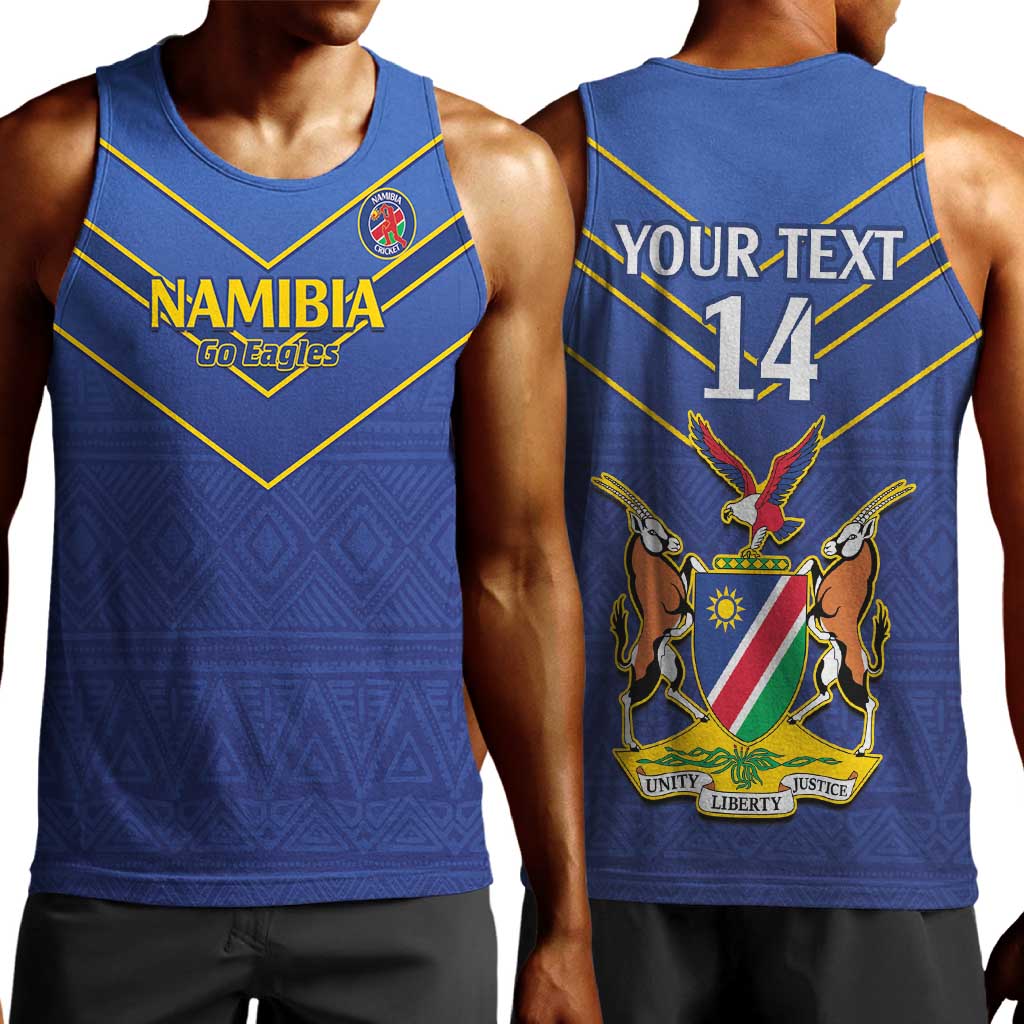 Custom Namibia Cricket Men Tank Top 2024 Go Eagles African Pattern