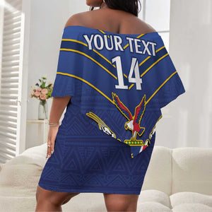 Custom Namibia Cricket Off Shoulder Short Dress 2024 Go Eagles African Pattern LT14