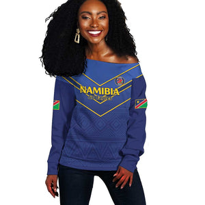 Custom Namibia Cricket Off Shoulder Sweater 2024 Go Eagles African Pattern