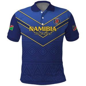 Custom Namibia Cricket Polo Shirt 2024 Go Eagles African Pattern