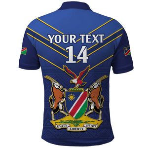 Custom Namibia Cricket Polo Shirt 2024 Go Eagles African Pattern