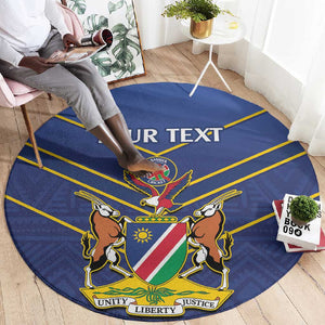 Custom Namibia Cricket Round Carpet 2024 Go Eagles African Pattern