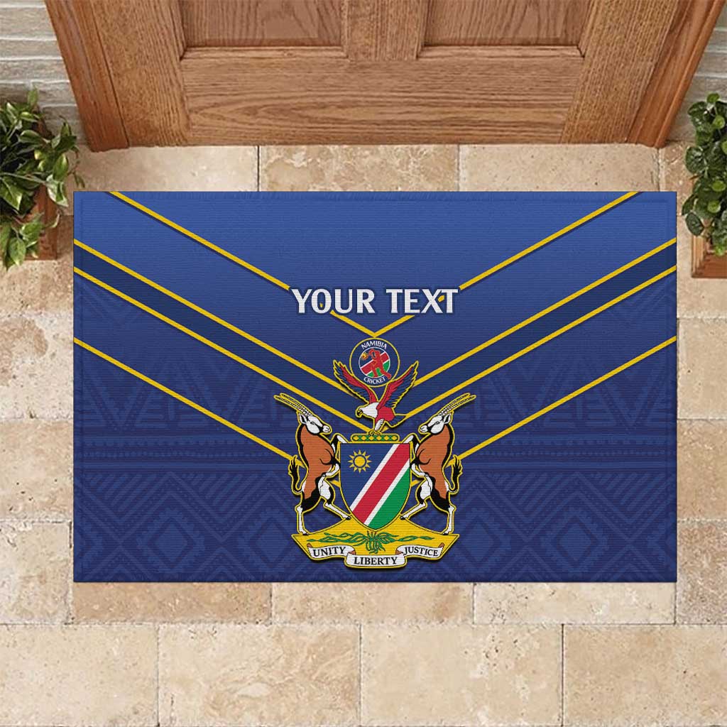 Custom Namibia Cricket Rubber Doormat 2024 Go Eagles African Pattern