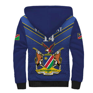 Custom Namibia Cricket Sherpa Hoodie 2024 Go Eagles African Pattern