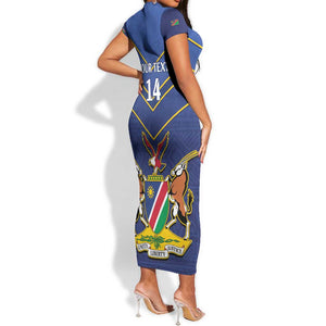 Custom Namibia Cricket Short Sleeve Bodycon Dress 2024 Go Eagles African Pattern