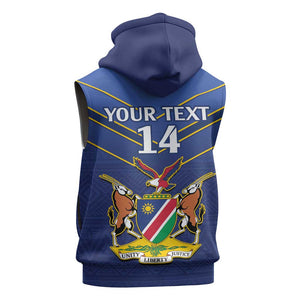 Custom Namibia Cricket Sleeveless Zip Hoodie 2024 Go Eagles African Pattern - African Pride