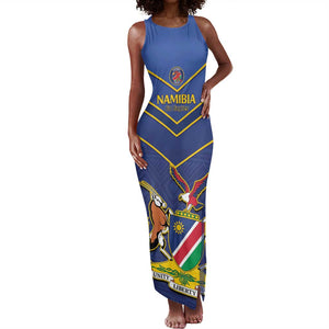 Custom Namibia Cricket Tank Maxi Dress 2024 Go Eagles African Pattern