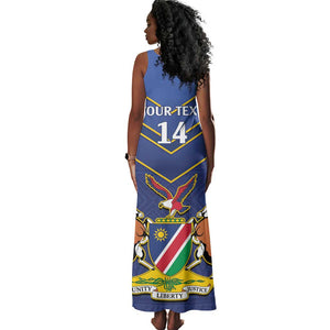 Custom Namibia Cricket Tank Maxi Dress 2024 Go Eagles African Pattern