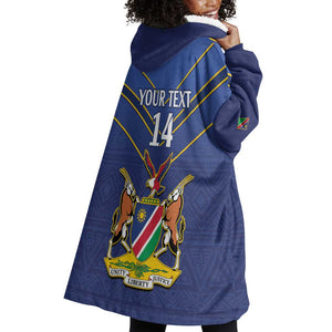 Custom Namibia Cricket Wearable Blanket Hoodie 2024 Go Eagles African Pattern