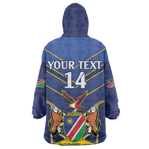 Custom Namibia Cricket Wearable Blanket Hoodie 2024 Go Eagles African Pattern