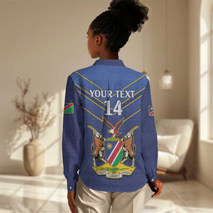 Custom Namibia Cricket Women Casual Shirt 2024 Go Eagles African Pattern