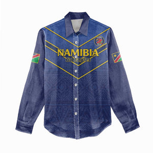 Custom Namibia Cricket Women Casual Shirt 2024 Go Eagles African Pattern