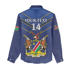 Custom Namibia Cricket Women Casual Shirt 2024 Go Eagles African Pattern