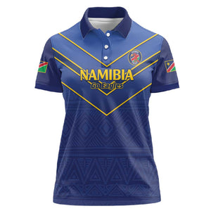 Custom Namibia Cricket Women Polo Shirt 2024 Go Eagles African Pattern