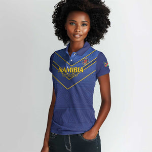 Custom Namibia Cricket Women Polo Shirt 2024 Go Eagles African Pattern