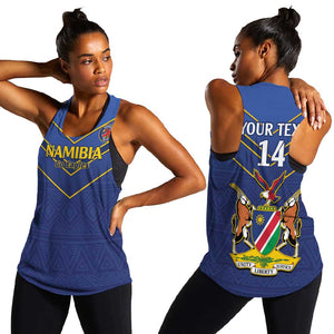 Custom Namibia Cricket Women Racerback Tank 2024 Go Eagles African Pattern