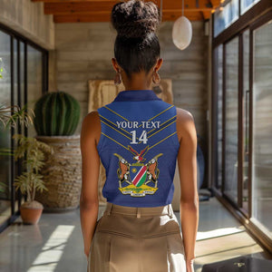 Custom Namibia Cricket Women Sleeveless Polo Shirt 2024 Go Eagles African Pattern