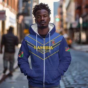 Custom Namibia Cricket Zip Hoodie 2024 Go Eagles African Pattern