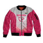 South Africa Rugby Custom Sleeve Zip Bomber Jacket Come On Puma African Pattern