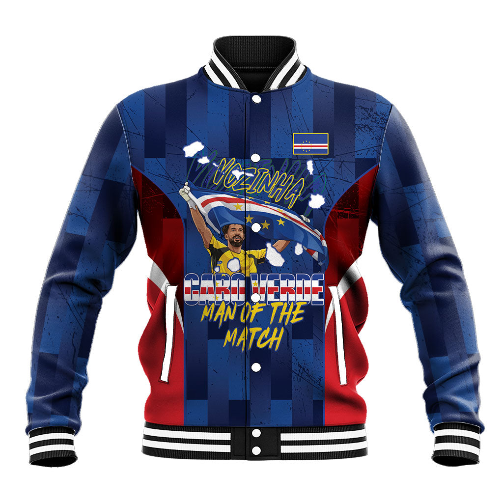 Custom Vozinha Cabo Verde Football Baseball Jacket Tubaroes Azuis Man Of The Match