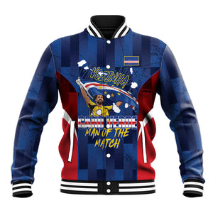 Custom Vozinha Cabo Verde Football Baseball Jacket Tubaroes Azuis Man Of The Match