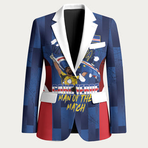 Custom Vozinha Cabo Verde Football Blazer Tubaroes Azuis Man Of The Match