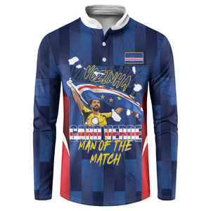 Custom Vozinha Cabo Verde Football Button Sweatshirt Tubaroes Azuis Man Of The Match