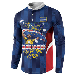 Custom Vozinha Cabo Verde Football Button Sweatshirt Tubaroes Azuis Man Of The Match