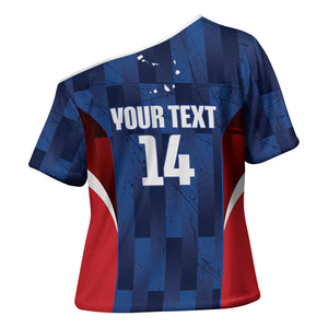 Custom Vozinha Cabo Verde Football Cross Shoulder Shirt Tubaroes Azuis Man Of The Match