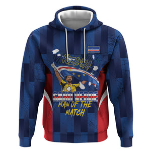 Custom Vozinha Cabo Verde Football Hoodie Tubaroes Azuis Man Of The Match