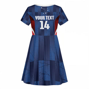 Custom Vozinha Cabo Verde Football Kid Short Sleeve Dress Tubaroes Azuis Man Of The Match