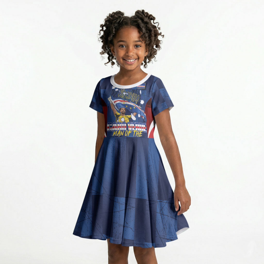 Custom Vozinha Cabo Verde Football Kid Short Sleeve Dress Tubaroes Azuis Man Of The Match