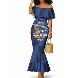 Custom Vozinha Cabo Verde Football Mermaid Dress Tubaroes Azuis Man Of The Match