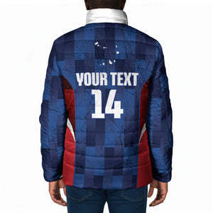 Custom Vozinha Cabo Verde Football Padded Jacket Tubaroes Azuis Man Of The Match